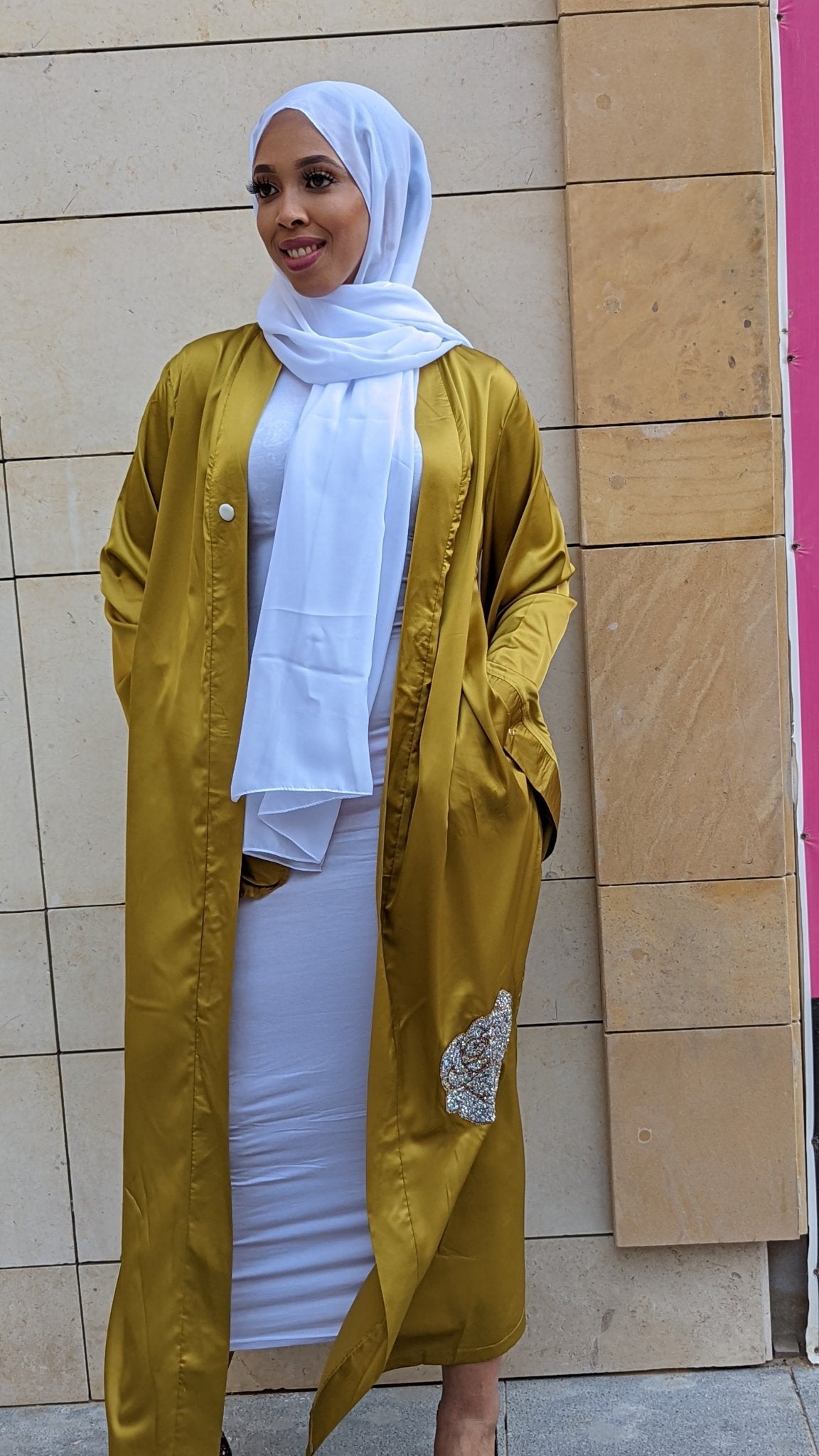 Satin Flower Kimono — Lime - ZIZI Boutique