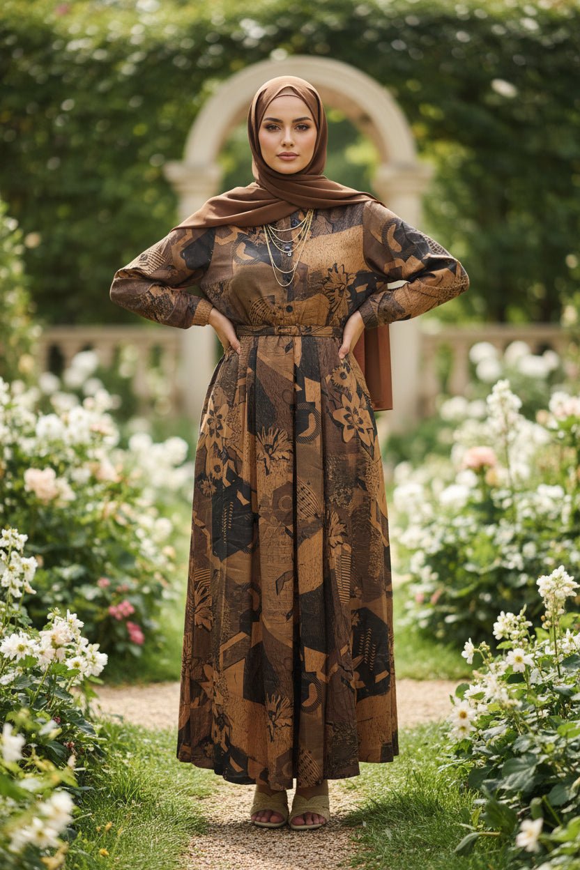 Silk Satin Print Maxi Dress — Elastic Flowy Style - ZIZI Boutique