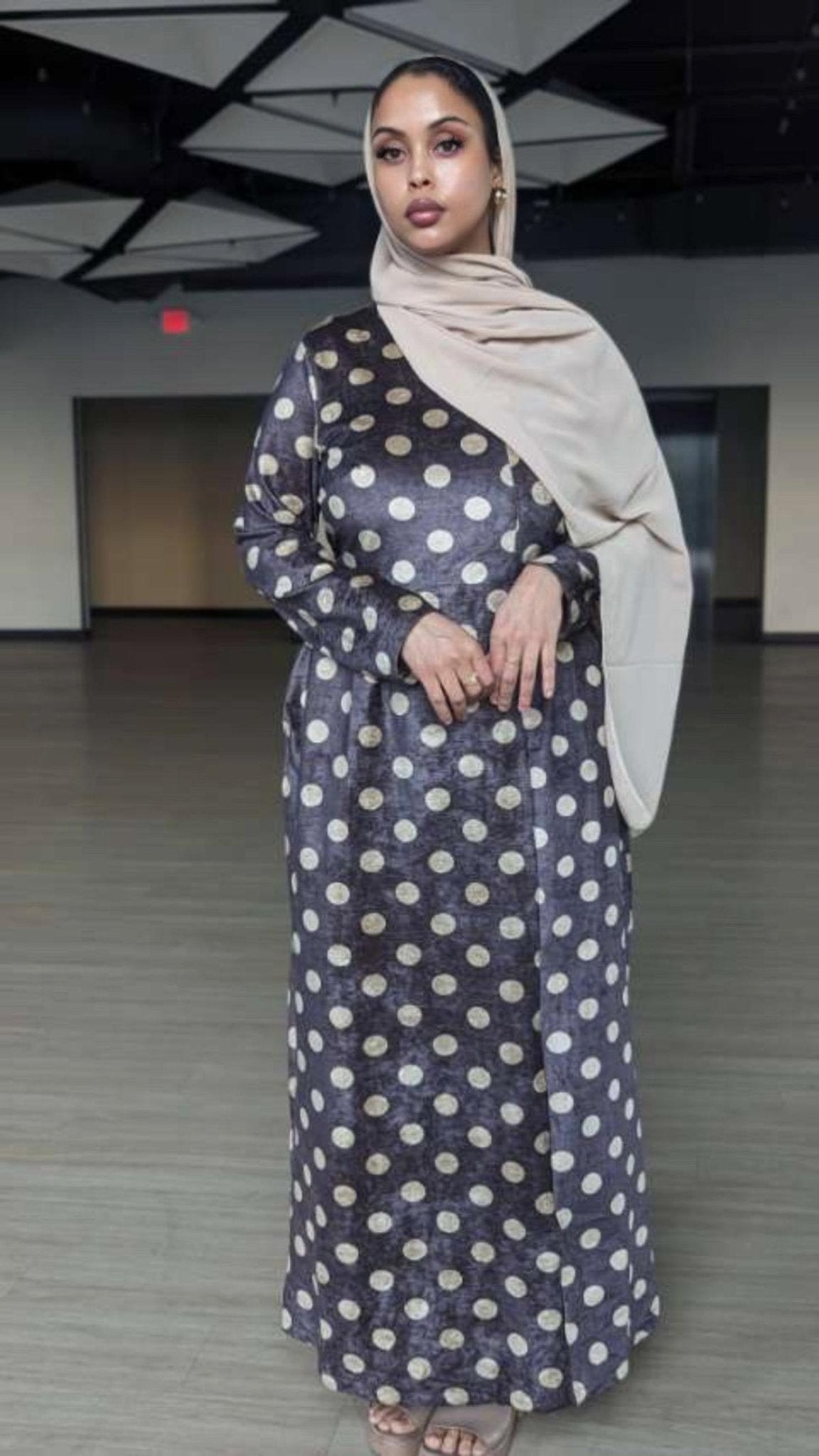 Suede Satin Polka Dot Maxi Dress - ZIZI Boutique