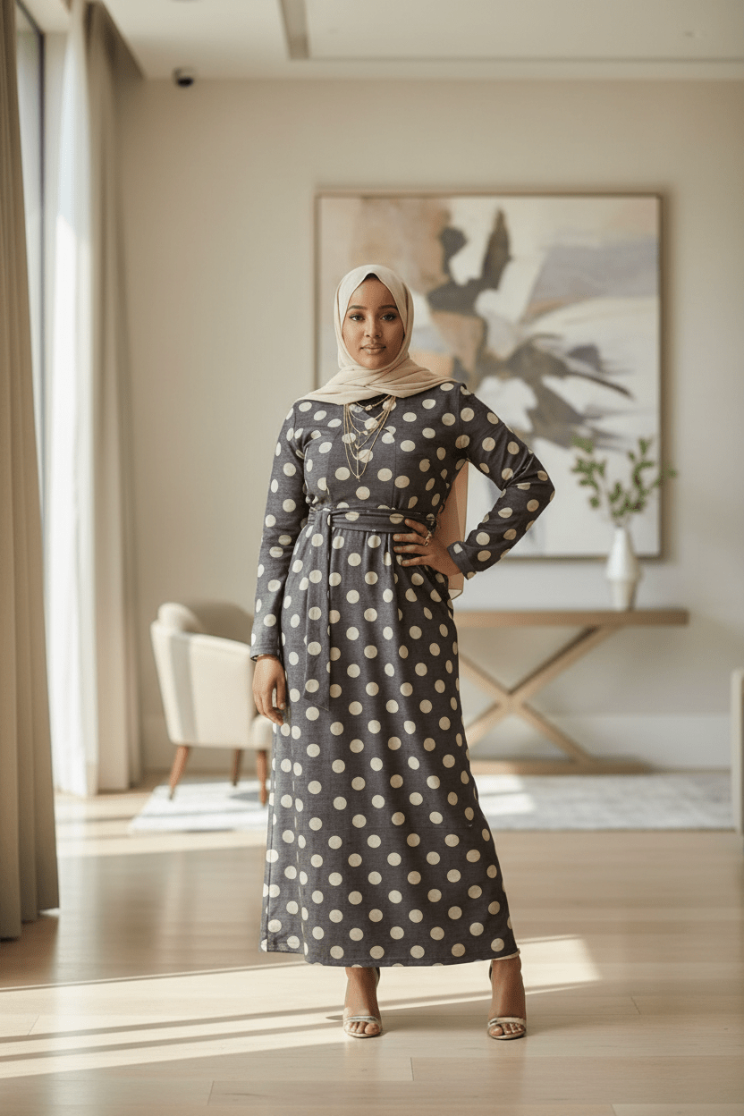 Suede Satin Polka Dot Maxi Dress - ZIZI Boutique