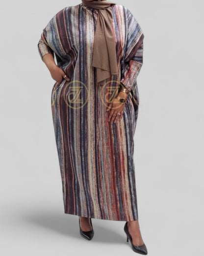 ZIZI Suede Streaks Butterfly Modest Maxi Dress with elegant stripes and comfortable fit