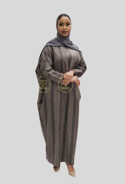 ZIZI Suede Stripes Butterfly Modest Maxi Dress in a stylish design with long sleeves and a relaxed fit