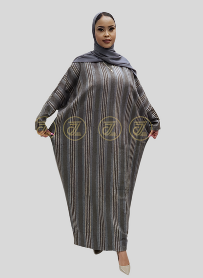 ZIZI Suede Stripes Butterfly Modest Maxi Dress with elegant stripes and roomy pockets for comfort