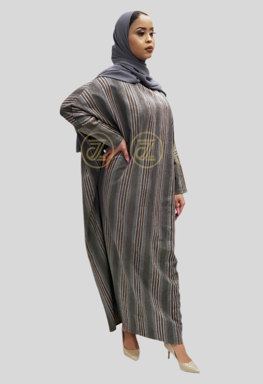 ZIZI Suede Stripes Butterfly Modest Maxi Dress with elegant striped design for a stylish look