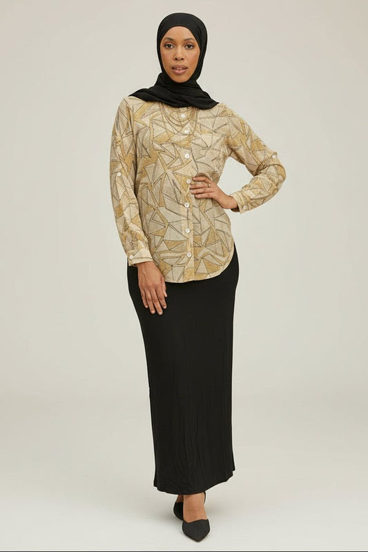 Triangle Print Midi Dress Shirt - ZIZI Boutique