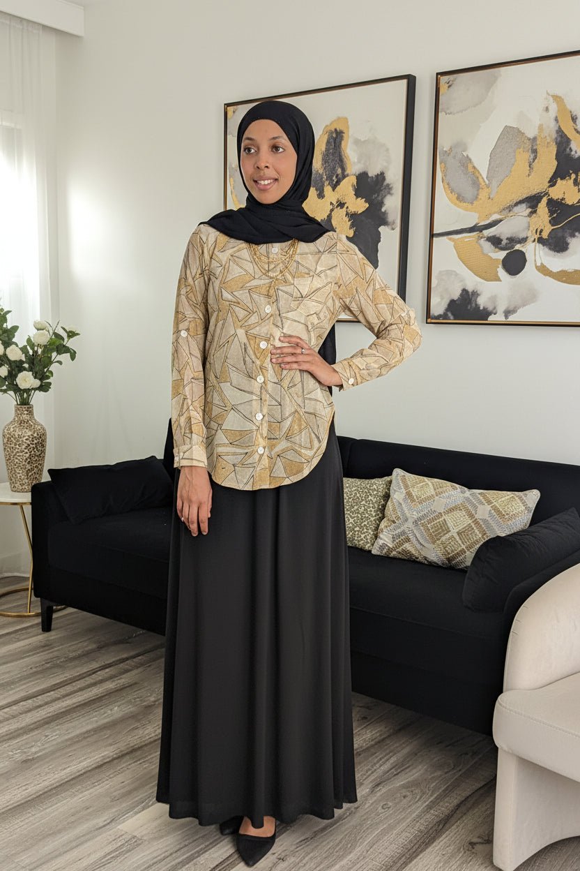 Triangle Print Midi Dress Shirt - ZIZI Boutique