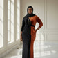 Two Tone Colorblock Velvet Evening Dress - ZIZI Boutique