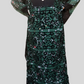 ZIZI Yani Floral Print Butterfly Dress FINAL SALE in black and green with sheer sleeves and button details