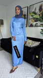 ZIZI Boutique Soft Denim Maxi Modest Summer Dress with long sleeves for a stylish summer look