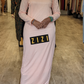 ZIZI Checkered Color Maxi Dress in soft pink with long sleeves and full length design