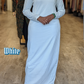 ZIZI white Checkered Color Maxi Dress with long sleeves and a modest design worn with black sandals