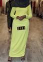 ZIZI Checkered Color Maxi Dress in light green with long sleeves and fitted silhouette