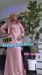 ZIZI Satin Evening Dress in Pink Taupe with Long Sleeves and Fitted Style