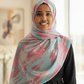 Chiffon Print Hijab — Cyan & Pink Streaks - ZIZI Boutique