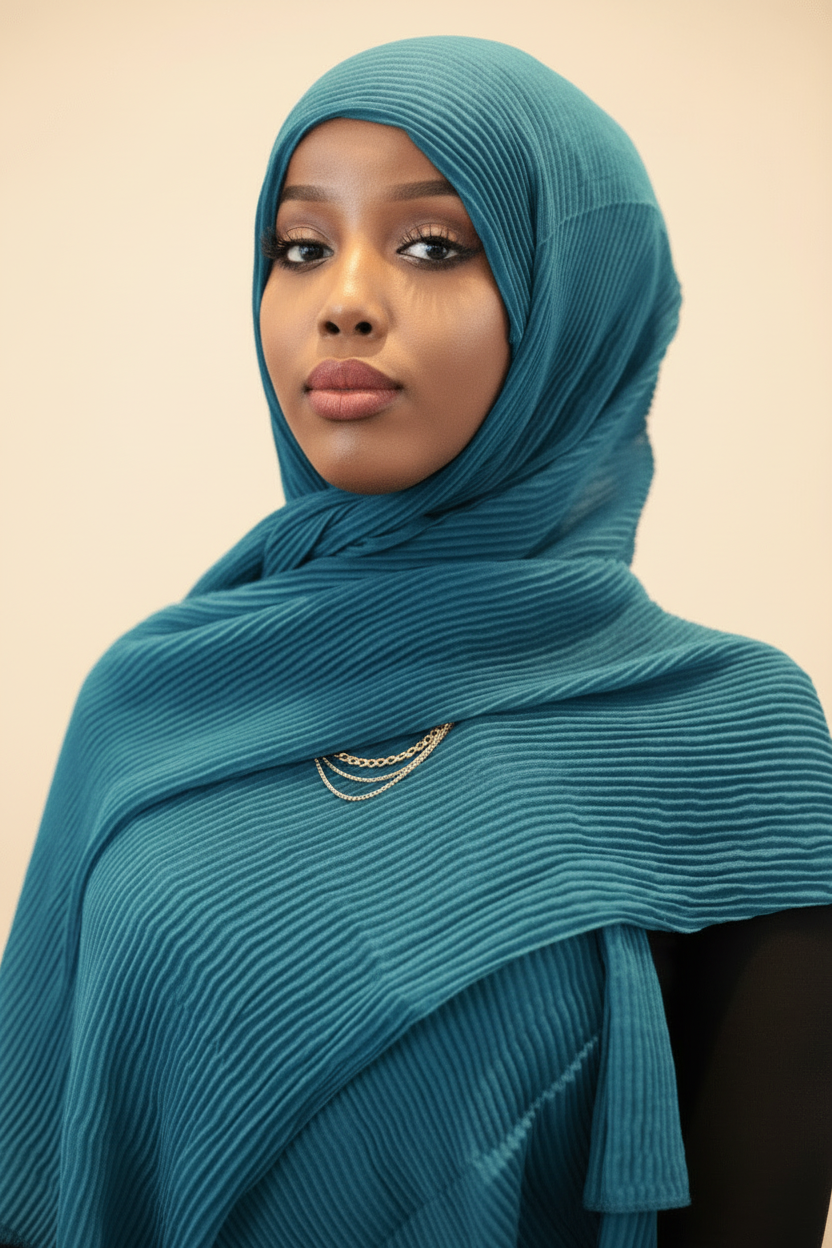 Crinkle Hijab — Teal - ZIZI  Boutique