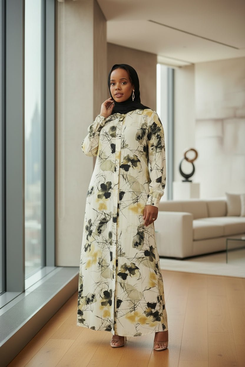 ZZ Flower Print Maxi Dress Shirt - ZIZI Boutique