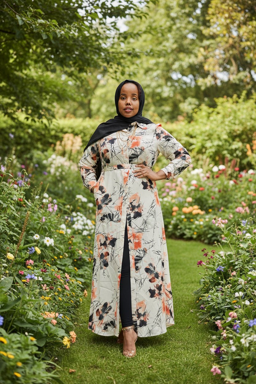 ZZ Flower Print Maxi Dress Shirt - ZIZI Boutique