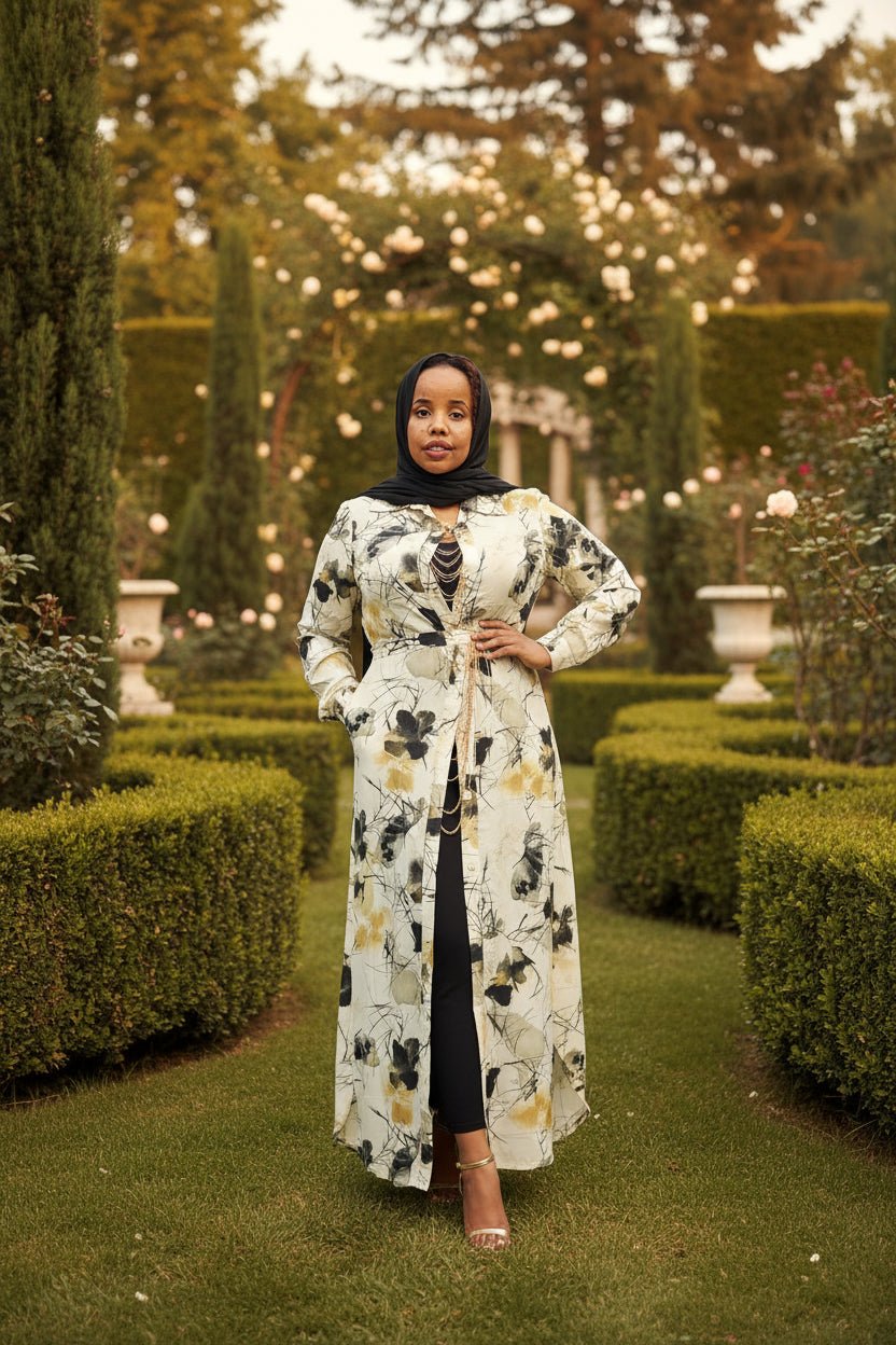 ZZ Flower Print Maxi Dress Shirt - ZIZI Boutique