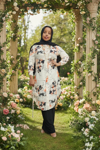 ZZ Flower Print Midi Dress Shirt - ZIZI Boutique