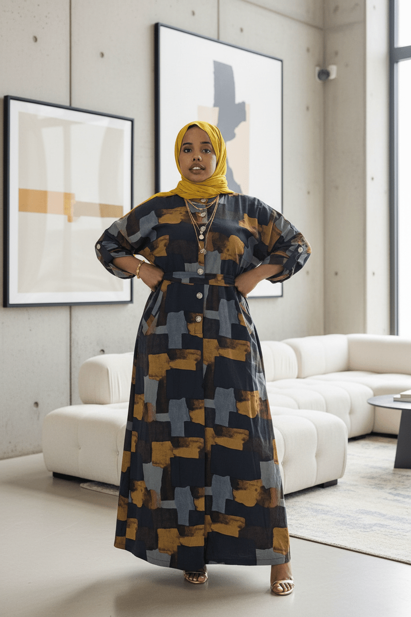 ZZ Linen Blocks Print Maxi Dress - ZIZI Boutique