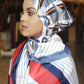 Silk Print Hijab - Blue/Red/Orange Stripes - ZIZI 
