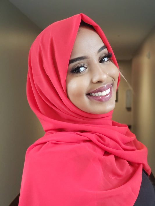 Red Chiffon Hijab - ZIZI Boutique
