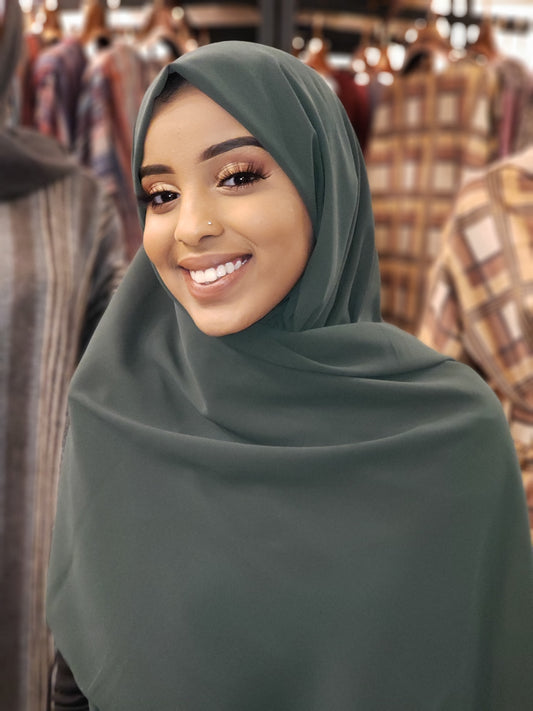 Classic Chiffon Hijab - Forest Green - ZIZI Boutique