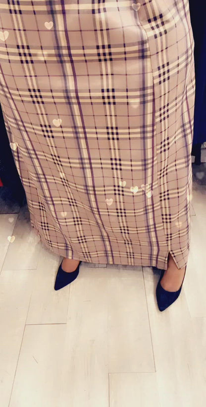 Plaid Belted Maxi Dress