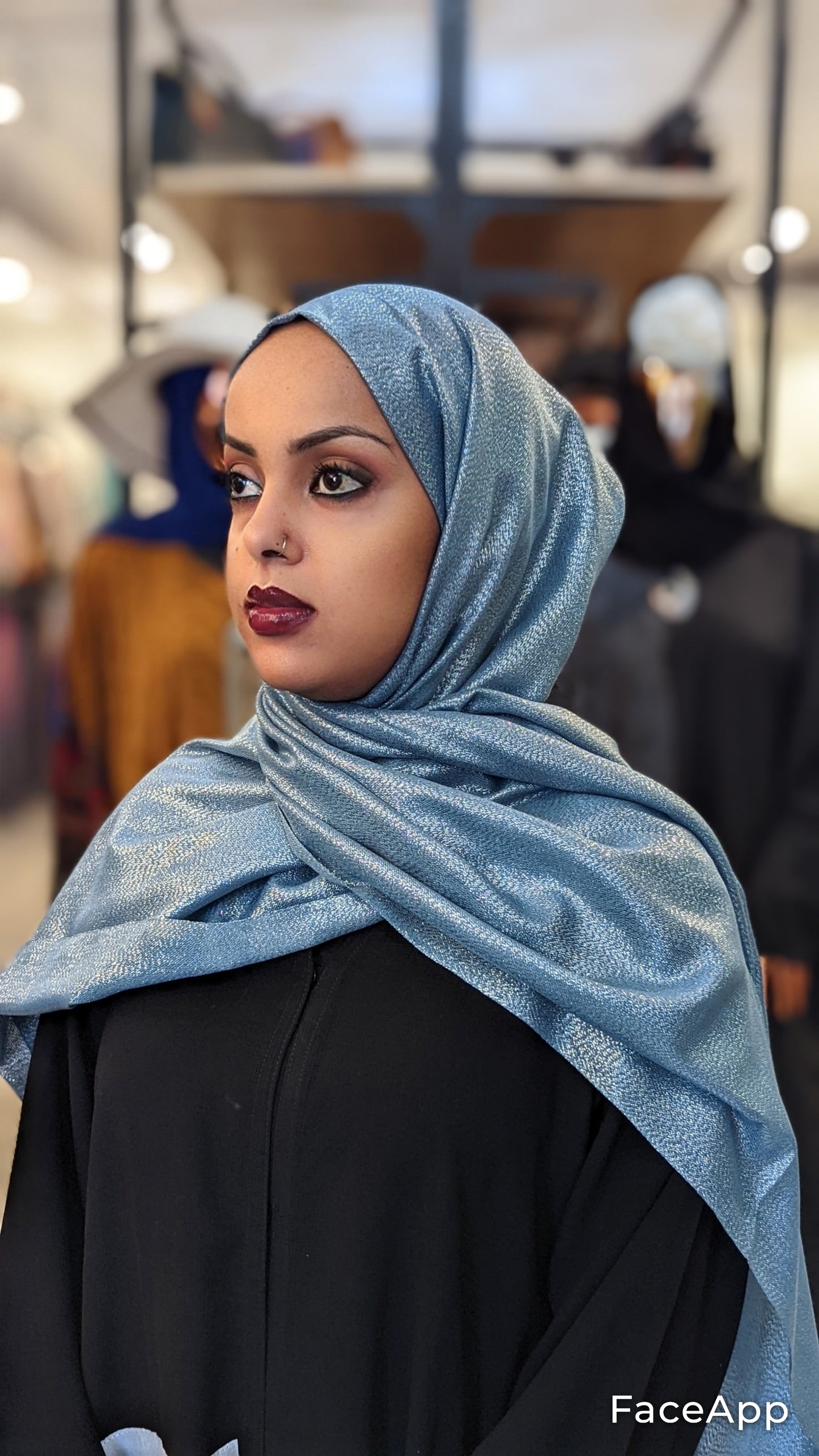Sparkly XL Hijab - Metallic Blue - ZIZI 