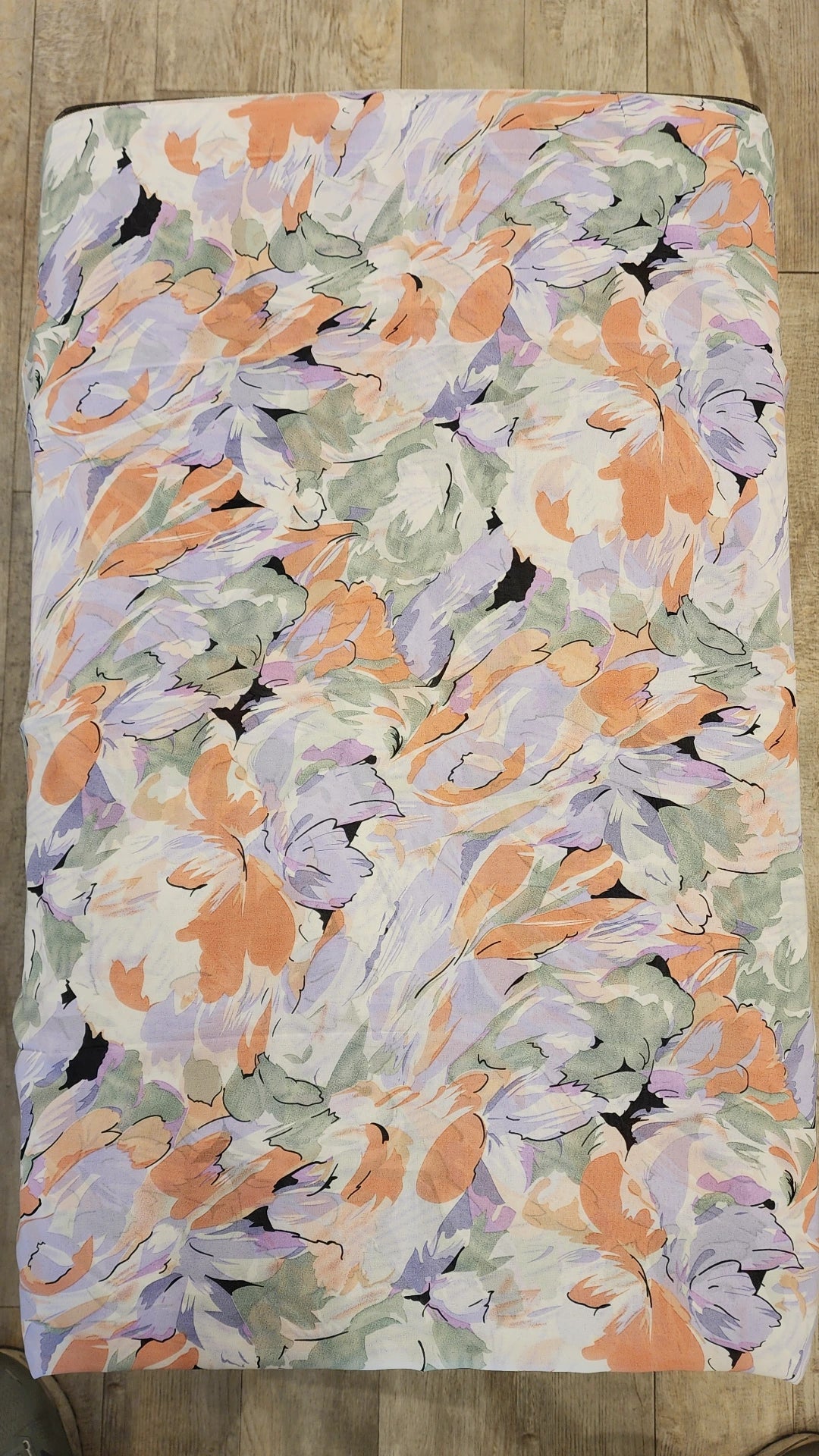 Chiffon Print Hijab - Peach/Lavender/Green Flowers - ZIZI Boutique