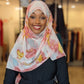 Chiffon Print Hijab - Pink Peach/Yellow/Grey Ink Blots - ZIZI Boutique