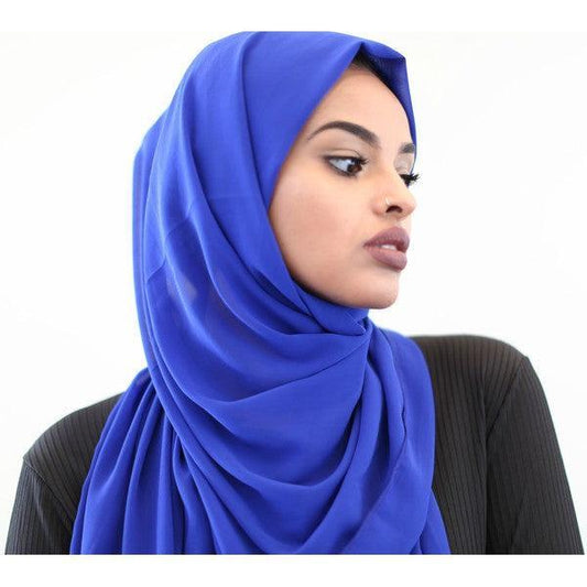 Royal Blue Chiffon Hijab - ZIZI
