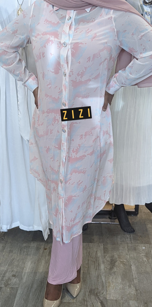 Chiffon Print Dress Shirt (#5) - ZIZI Boutique
