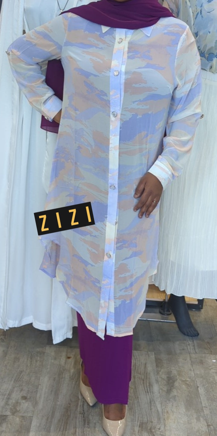 Chiffon Print Dress Shirt (#4) - ZIZI Boutique