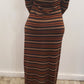 Winter Maxi Dress - Tan/Brown/Orange Stripe - ZIZI 