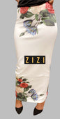 Artsy Digital Print Maxi Skirt from ZIZI Boutique featuring floral designs on a smooth fabric, FINAL SALE