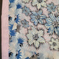 Baby Pink Silk Print Hijab with blue and white floral patterns and soft pastel edges