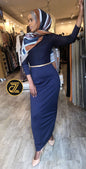 ZIZI Boutique Braided Evening Dress for Elegant Special Occasion in Navy Blue with Long Skirt
