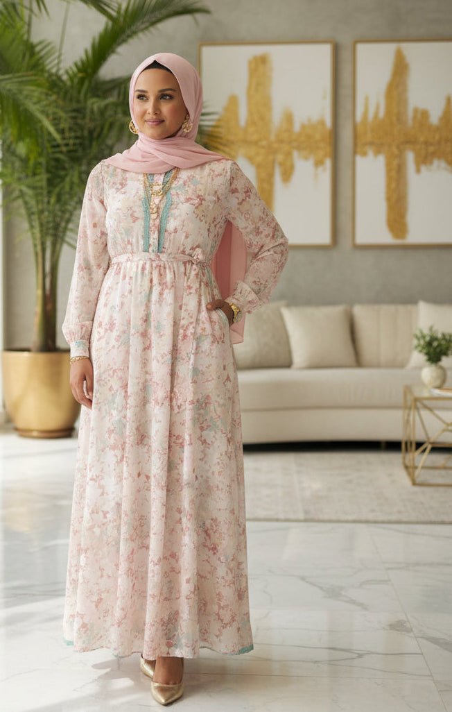 Chiffon Floral Print Maxi Dress - ZIZI Boutique