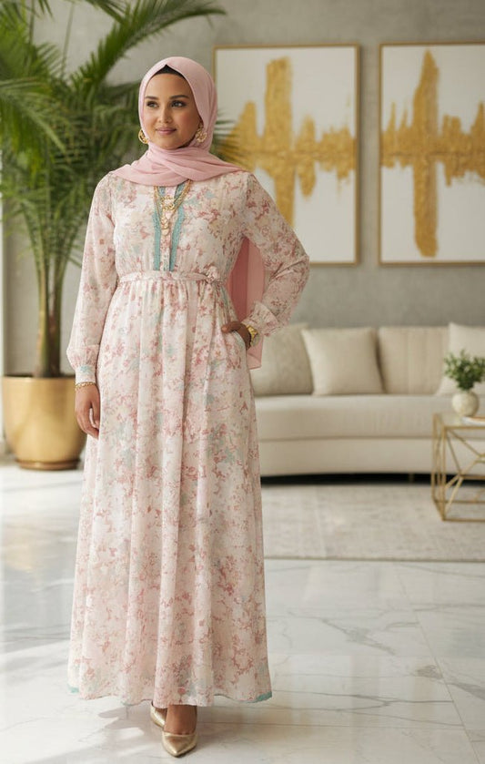 Chiffon Floral Print Maxi Dress - ZIZI Boutique