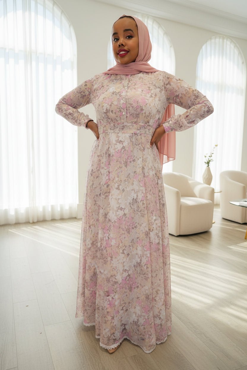 Chiffon Floral Print Maxi Dress - ZIZI Boutique