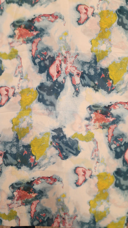 ZIZI Boutique Chiffon Print Hijab Turquoise Lime Plum Ink Blots with abstract colorful patterns