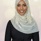 Chiffon Print Hijab — Yellow & Taupe Swirls - ZIZI Boutique