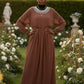 ZIZI Boutique Cleopatra Chiffon Maxi Dress FINAL SALE in brown with embellished neckline and cinched waist