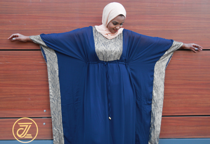 ZIZI Butterfly Dress in Navy with Elegant Gold Accents and Flowing Sleeves for Stylish Comfort