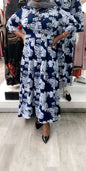 Floral High Low Maxi Dress in Navy with Elegant Floral Print and Comfortable Fit from ZIZI Boutique