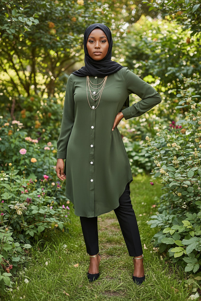 Flowy Button - Down Midi Dress Shirt - ZIZI Boutique