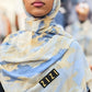 Chiffon Print Hijab - Blue/ Cream Yellow Streaks - ZIZI Boutique