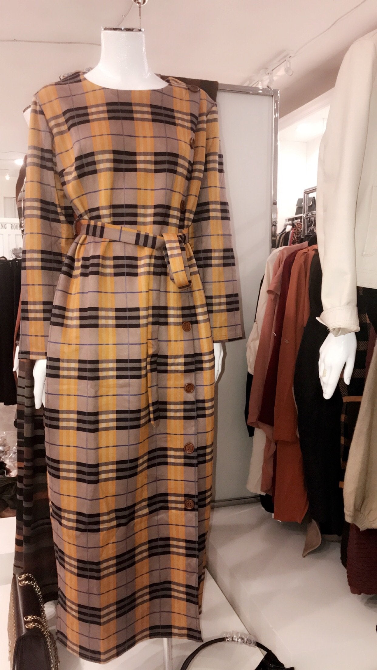 Plaid Buttoned Dress - ZIZI Boutique