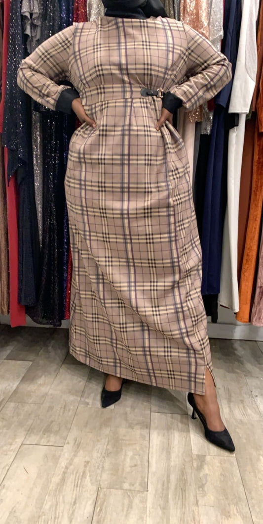 Plaid Dress (w/ attached design belt) - ZIZI Boutique